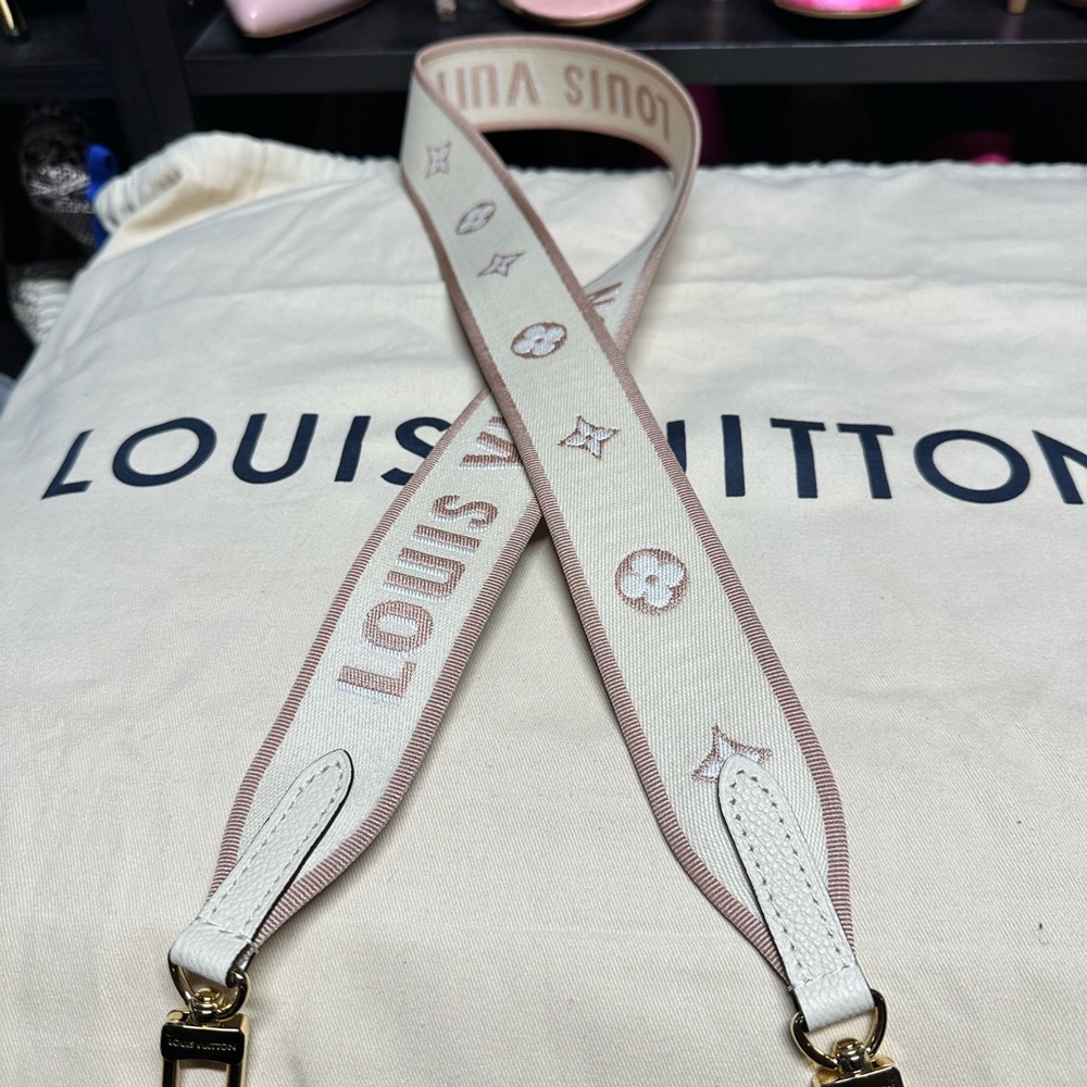 Louis Vuitton White and Light Pink Monogram Strap